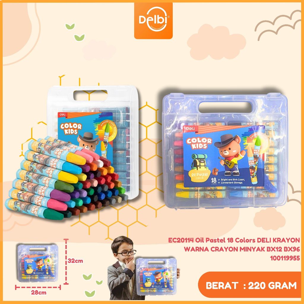

Deli Oil Pastel Crayon 18 Warna cerah sempurna tidak beracun EC20114 Oil Pastel 18 Colors 18 Colors