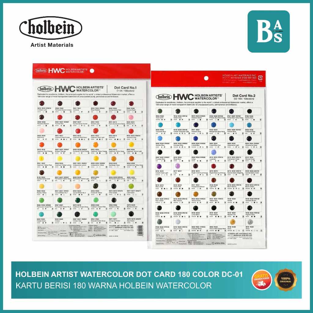 

Holbein - Artist Watercolor Dot Card 108 Color DC-01 - Kartu Warna Cat Air 108 Warna - Bali Art Supplies