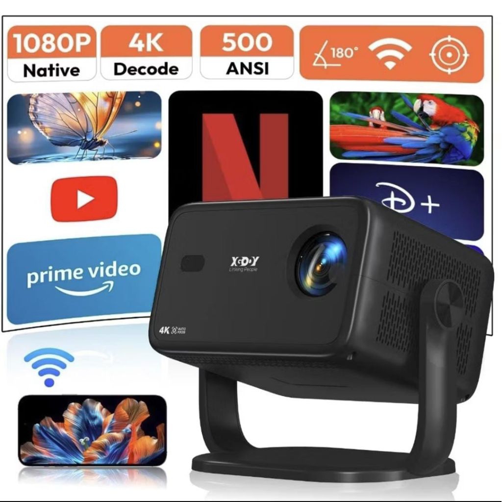 XGODY Gimbal A6 Smart Proyektor LCD-Android11 -500 ansi