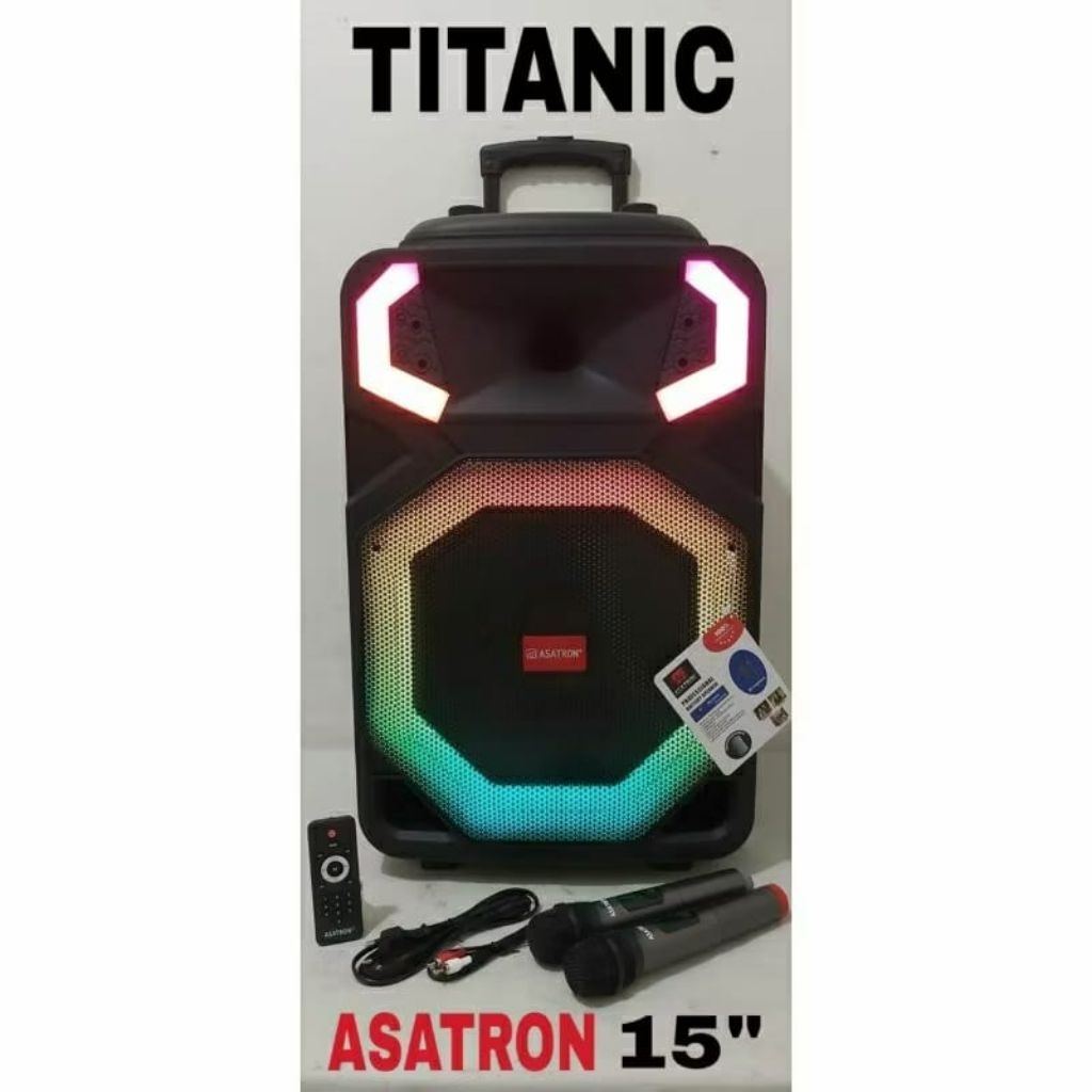 ASATRON TITANIC (8881) 15 INCH RMS 50W SPEAKER MEETING PORTABLE BLUETOOTH KARAOKE INCLUDE MIC WIRELE