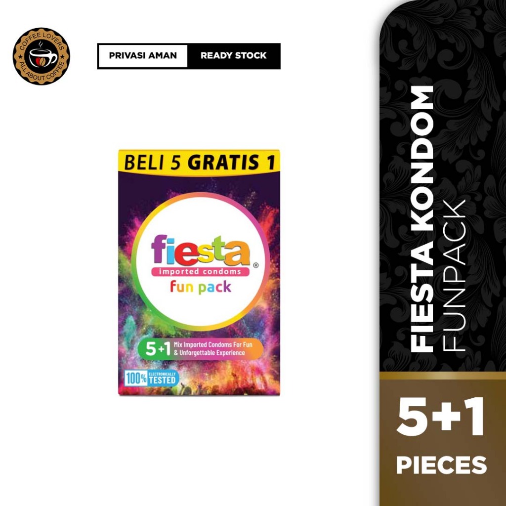 Kondom Fiesta Fun Pack - 6 Pcs | Berbagai Rasa | Bergerigi Tipis Max Dotted Ultrathin Delay & Fruity