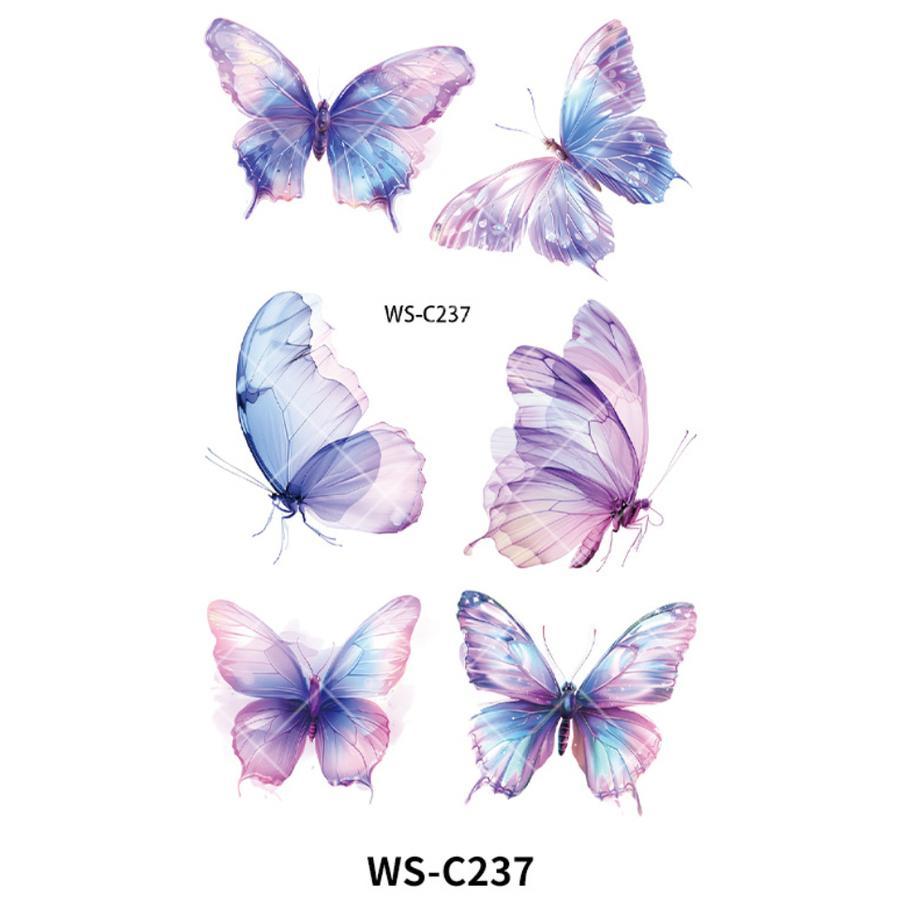 

Sticker Tato Wajah Make Up Glitter Motif Kupu kupu Warna Warni Tahan Air Makeup Perempuan Face