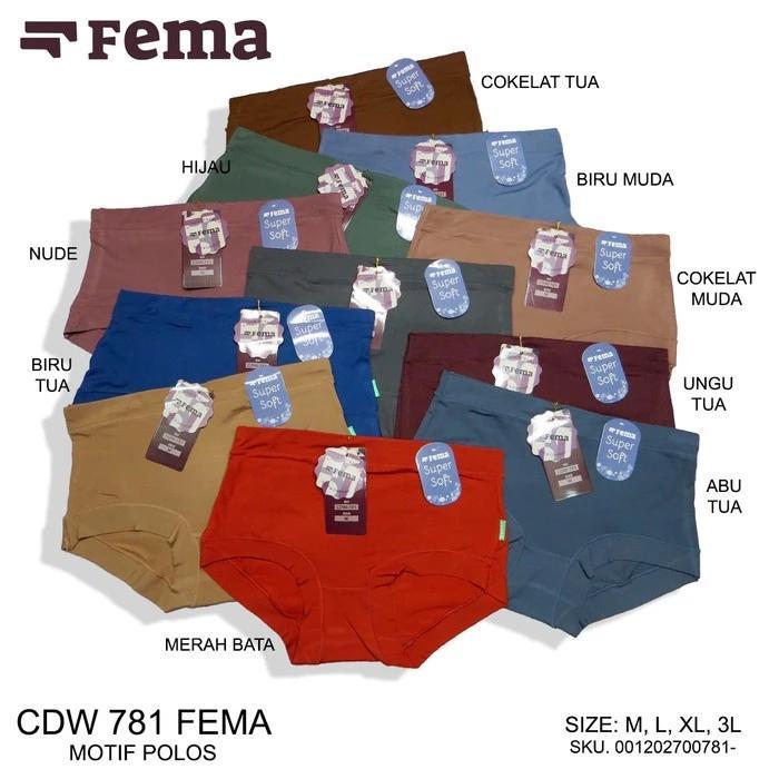 CD Fema 781 Celana Dalam Wanita Dewasa Motif Polos Bahan Katun Super Soft Tebal Cd Wanita Premium