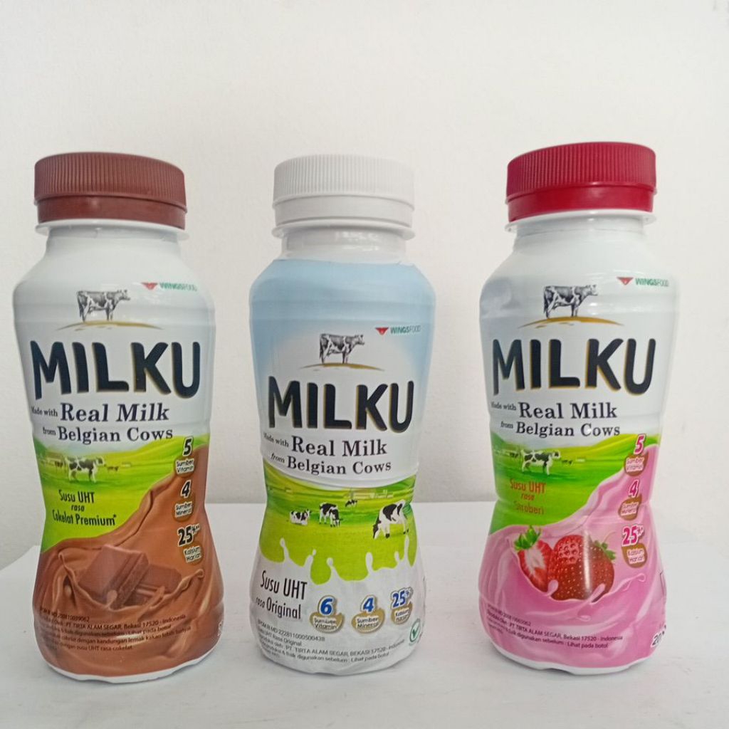 

Milku Susu UHT Rasa Original, Coklat, dan Stroberi 200m