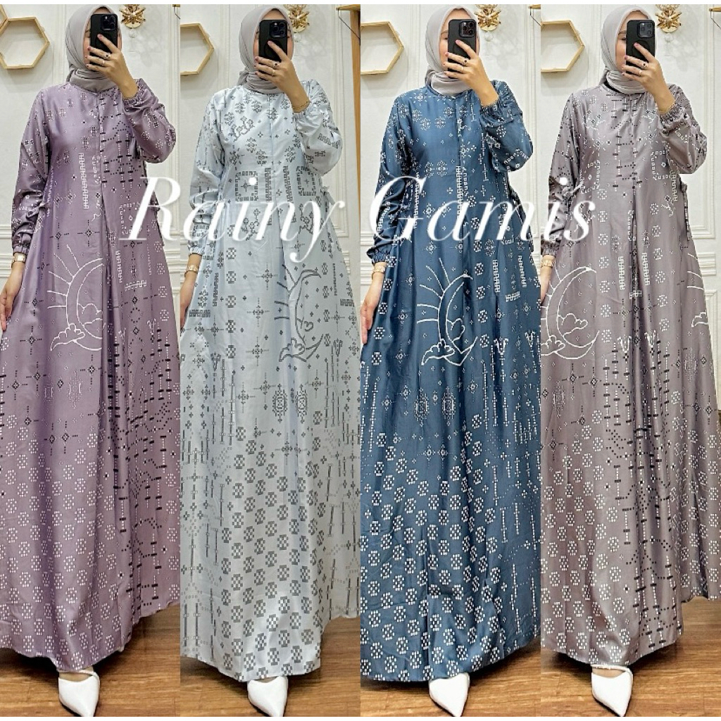 HASNA DRESS / GAMIS SILK PREMIUM MOTIF TERBARU WANITA MUSLIM BUSUI FRIENDLY JUMBO TERLARIS