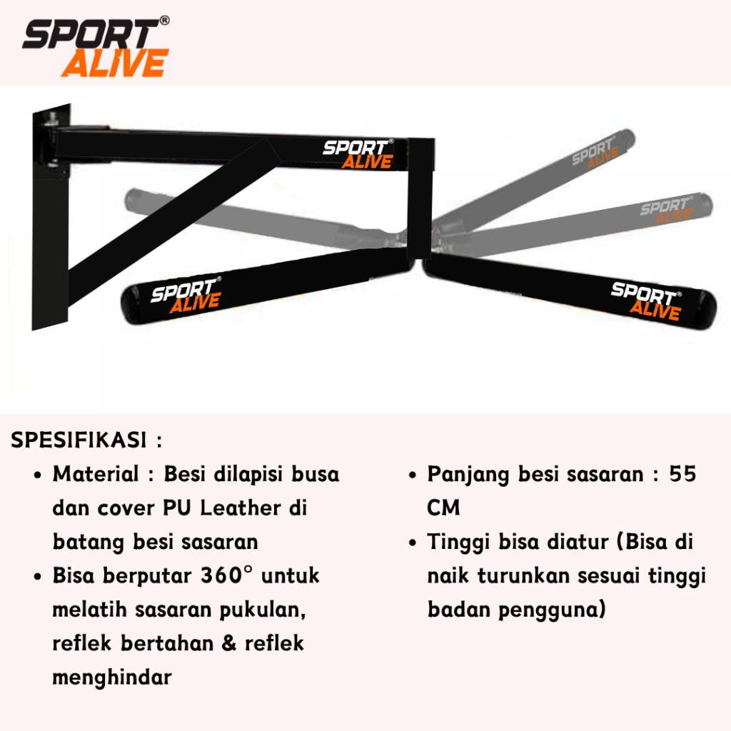 Spinning Bar Boxing Sparbar Boxing Target Melatih Reflek Tinju SPORTALIVE WALL RSB.D01 Spining Putar