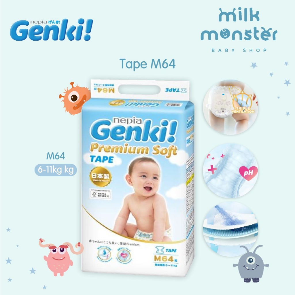 Nepia Genki Tape M64 / Popok Genki Nepia sekali pakai