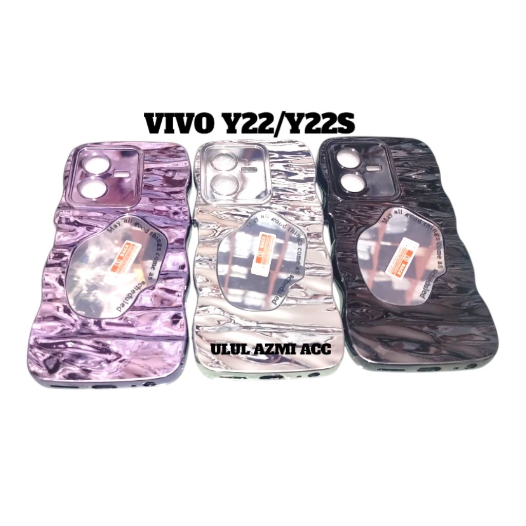 CASE MIRROR WAVY FOR VIVO Y22 Y22S SOFTCASE GELOMBANG PELINDUNG KAMERA
