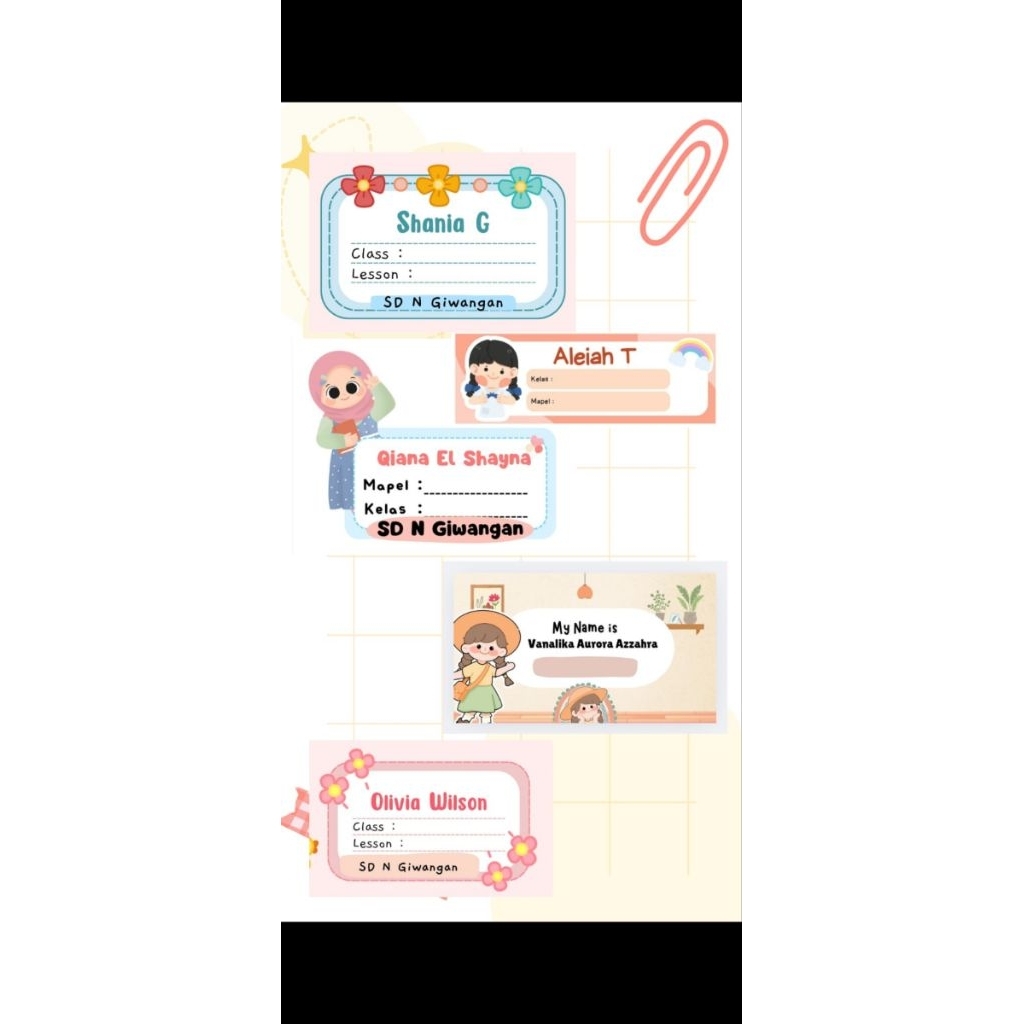 

Stiker label buku pelajaran nama anak sekolah