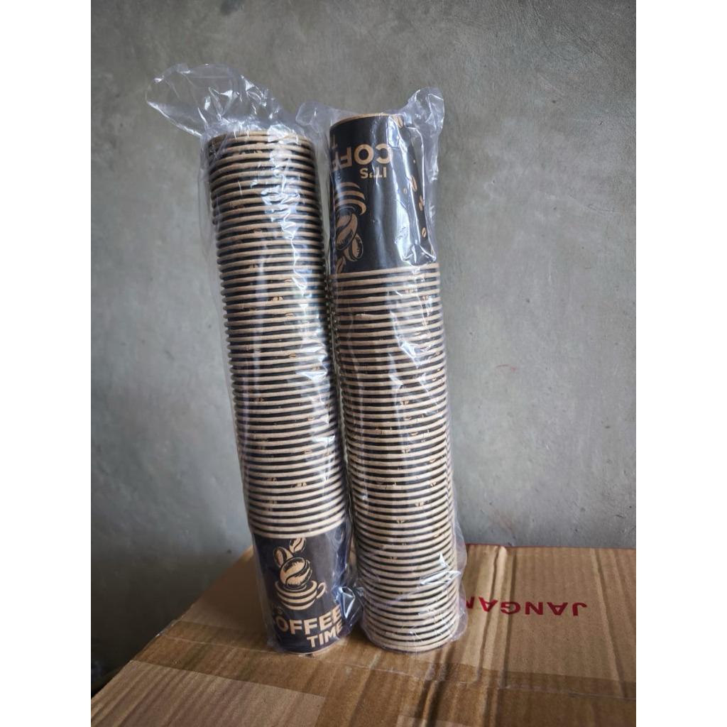 (WARNA COKLAT )CUP KOPI KERTAS uk 8 Oz (1 slop isi 50 pcs)