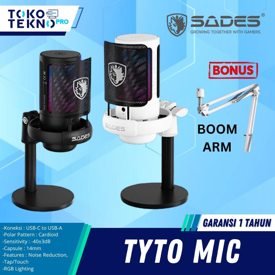 Sades Tyto Mic Microphone Condenser Gaming Premium Full Set Boom Arm