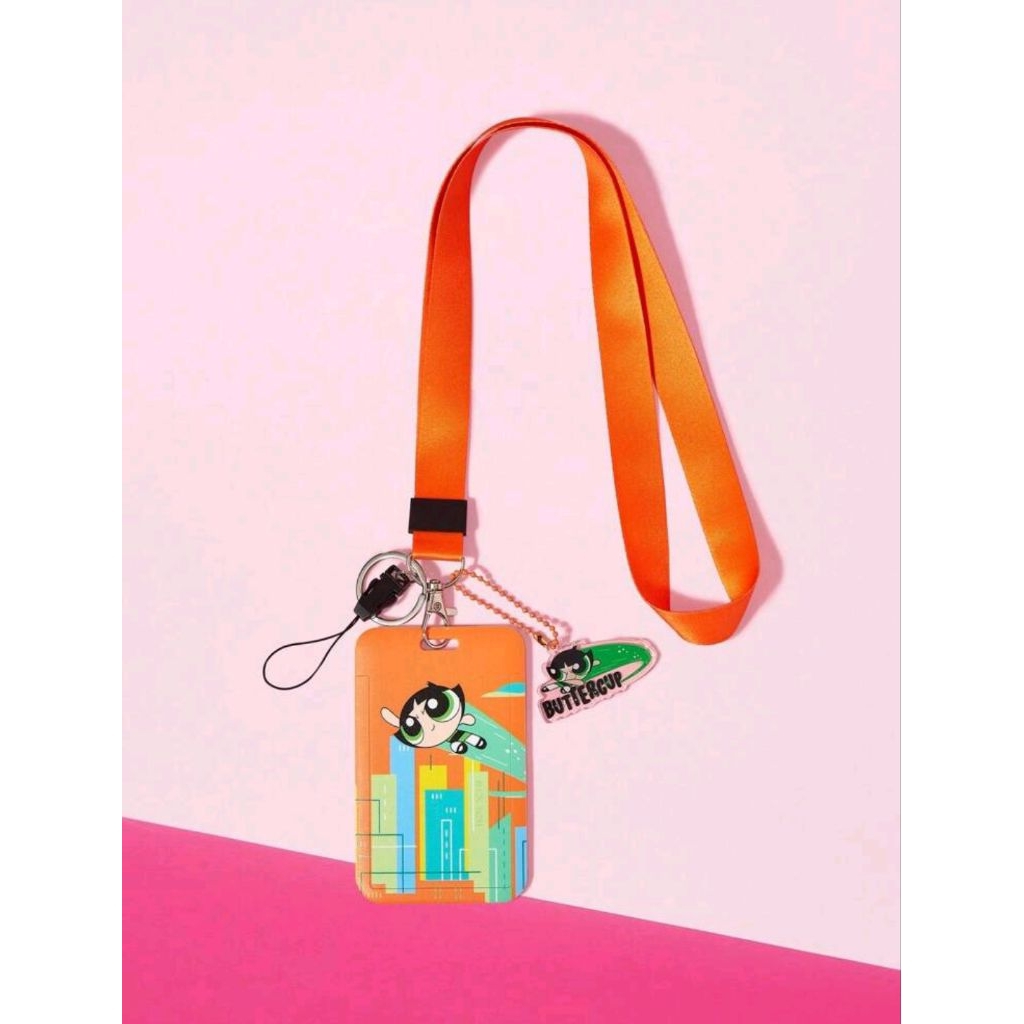 

THE POWERPUFF GIRLS X SHEIN Buttercup Print Orange Fashion Lanyard Card Holder