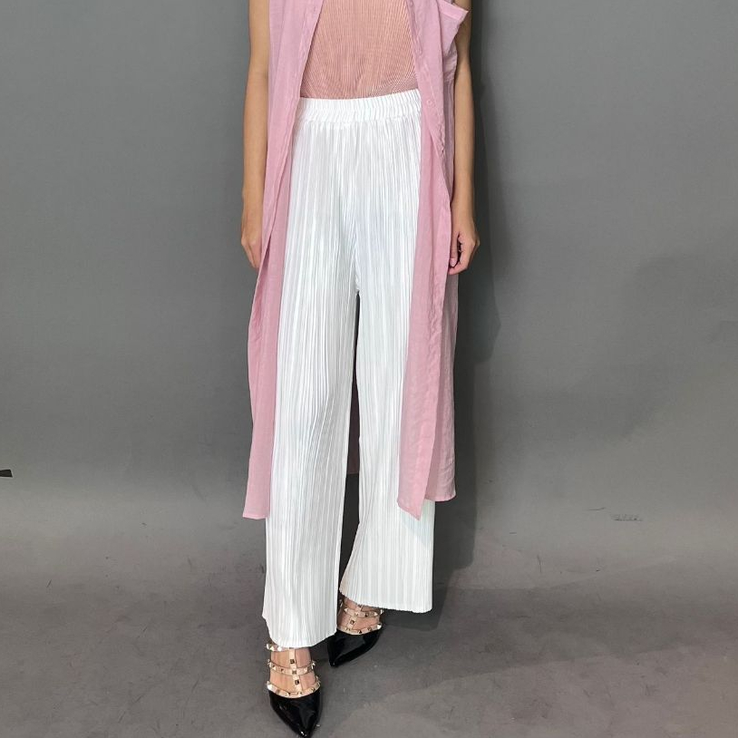 Magnolia Collection Celana Kulot Plisket Wanita Putih