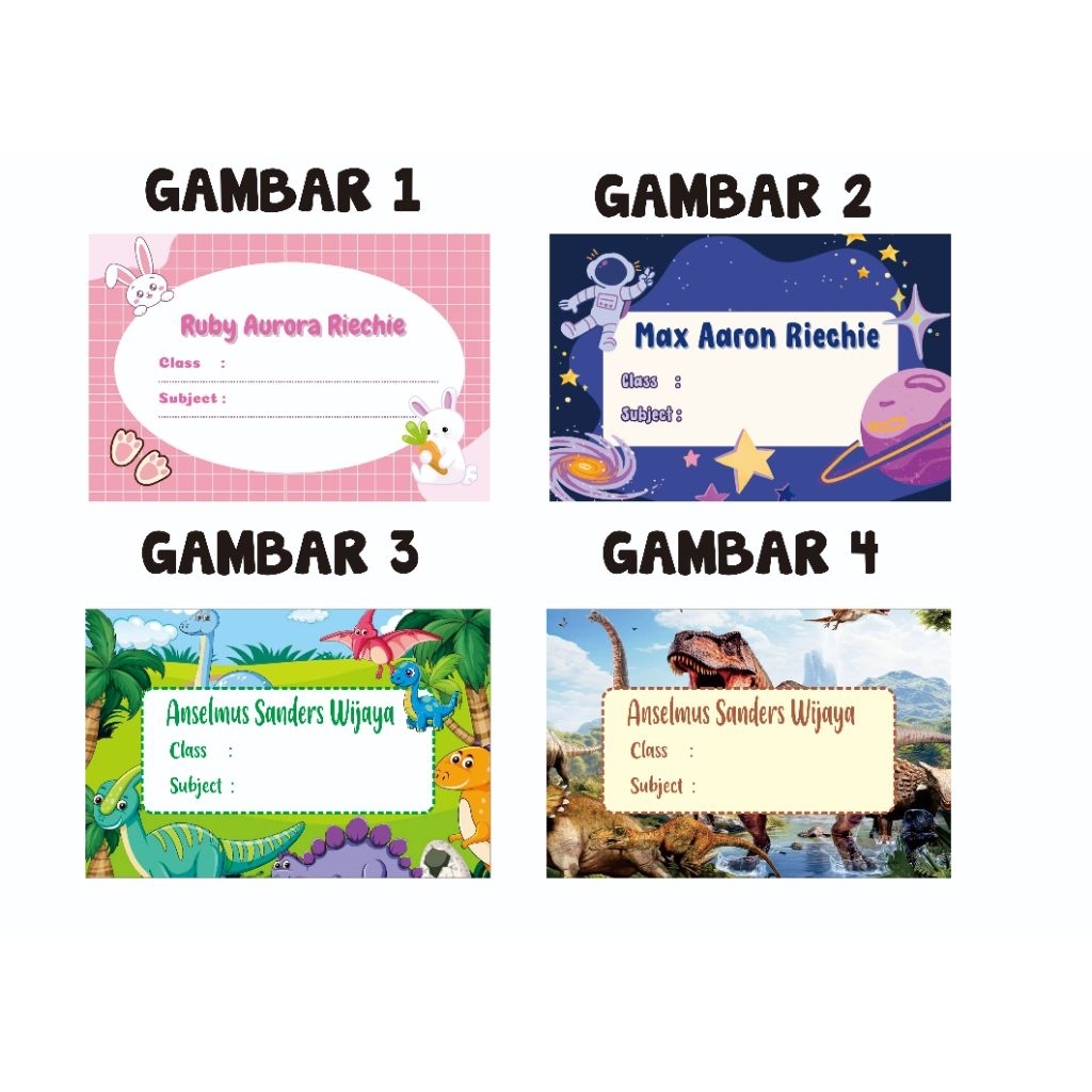 

Label buku anak sekolah sticker pelajaran nama pilih template atau custom