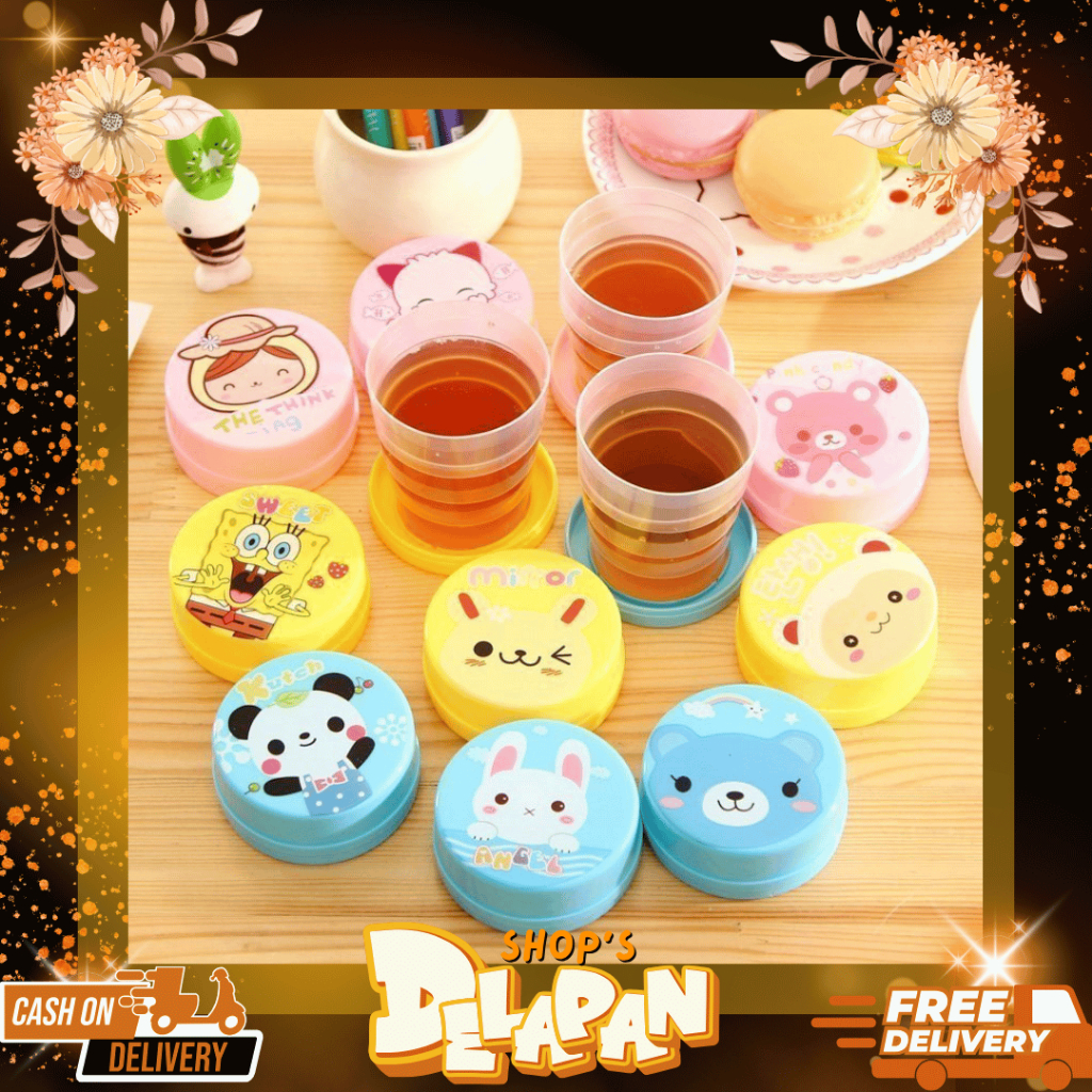 DELAPANSHOPS | Gelas Lipat Plastik Portable / Gelas Lipat Traveling / Gelas Plastik Lipat / Gelas Li