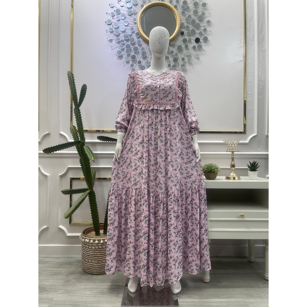 Gamis rayon print renda by salvina ys