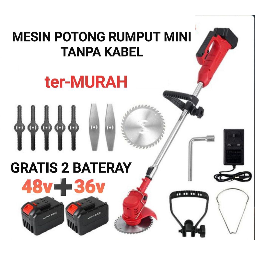 Mesin potong rumput electrik tanpa kabel multiguna pemangkas rumput tajam ringan cepat dan praktis