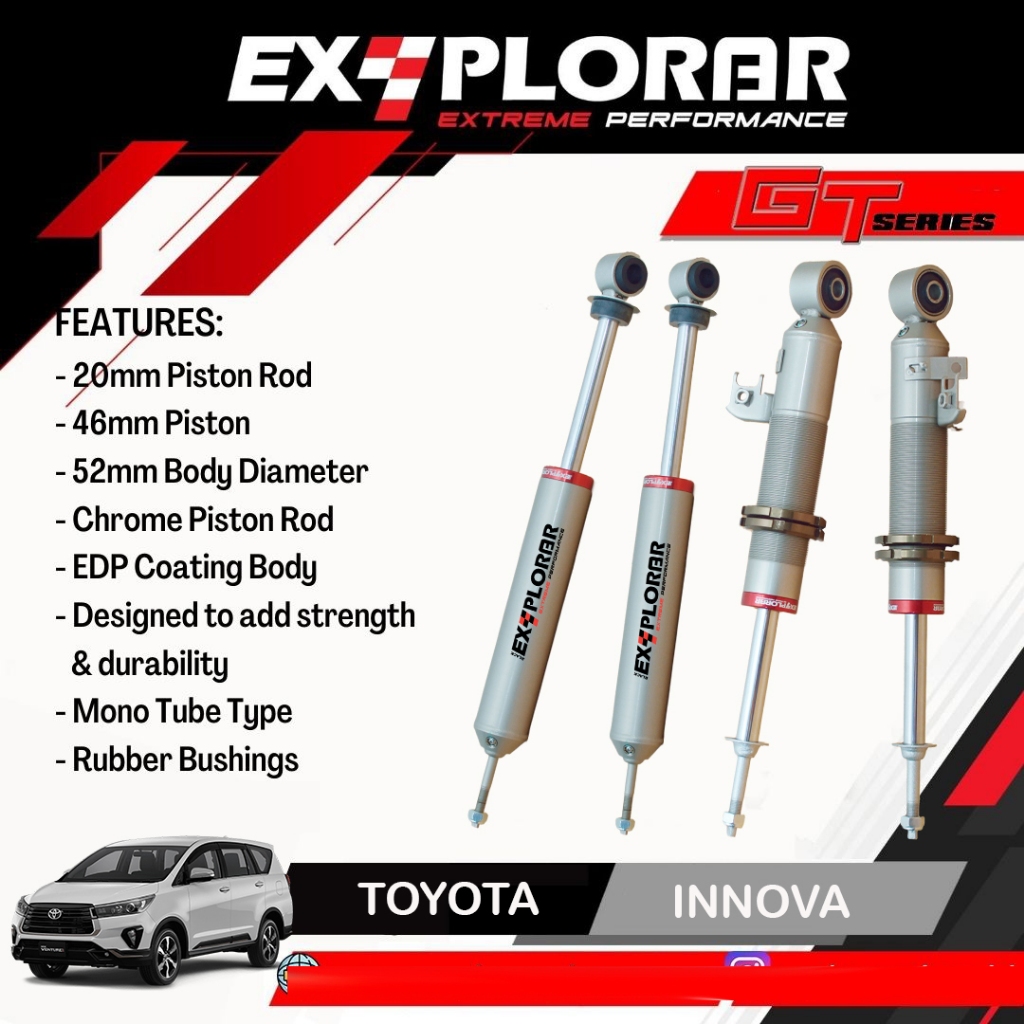 Shock Breaker Suspensi Explorer GT Series Mono Tube untuk mobil Toyota Innova Old Reborn Venturer
