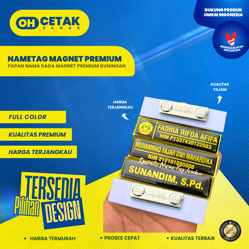 

NameTag Magnet / Papan Nama Dada Premium kuningan