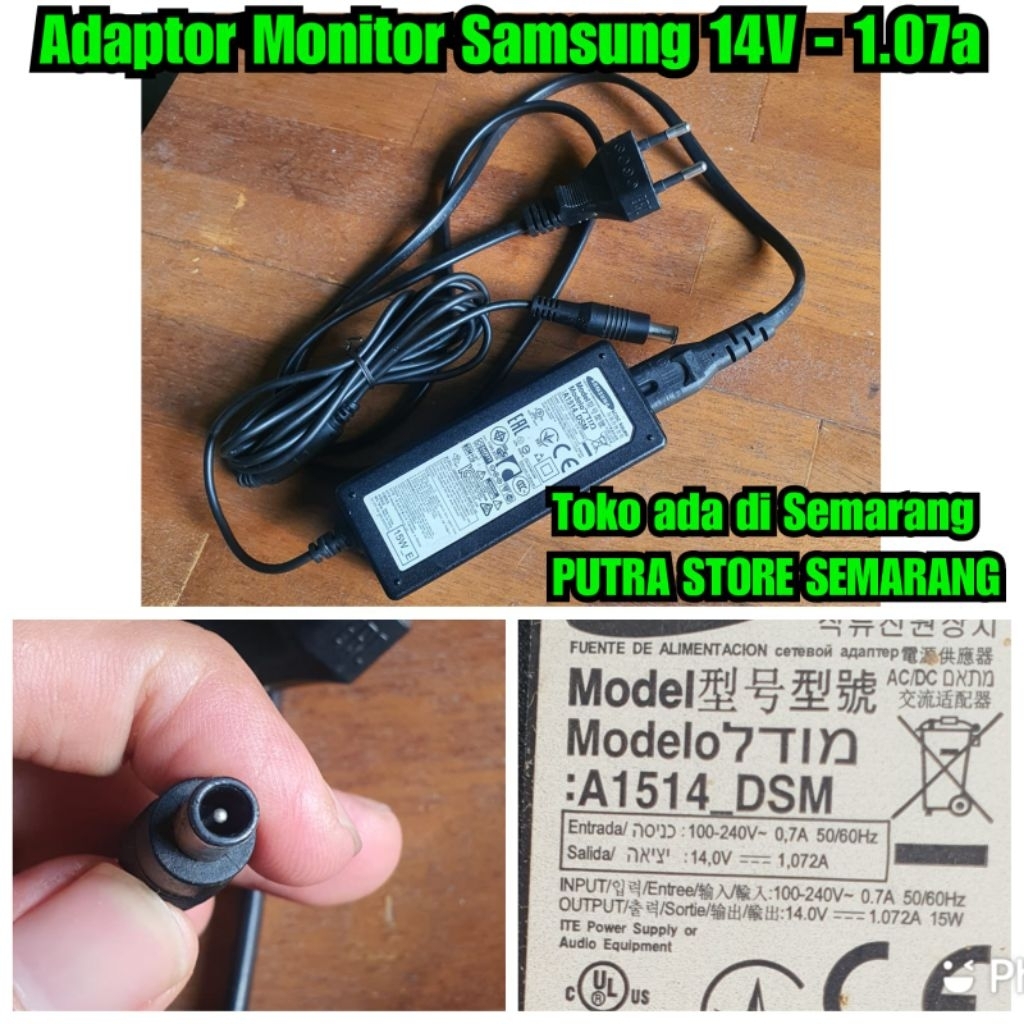 Adaptor monitor samsung 14V - 1.07a power listrik monitor samsung 14v adaptor lcd led samsung 14v ad