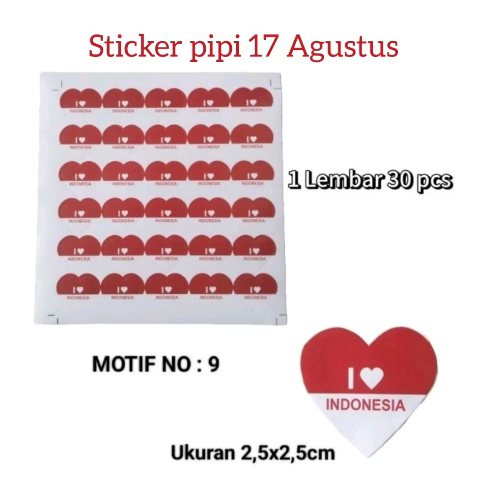 

promo murah stiker tempel an pipi indonesia merah putih harga perlembar 32