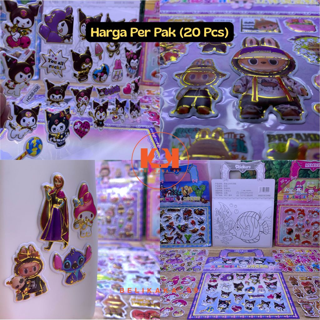 

(20 PCS) STICKER TIMBUL 3D MODEL TAS KARAKTER KARTUN ANAK / MAINAN STIKER TIMBUL ANAK MODEL TAS