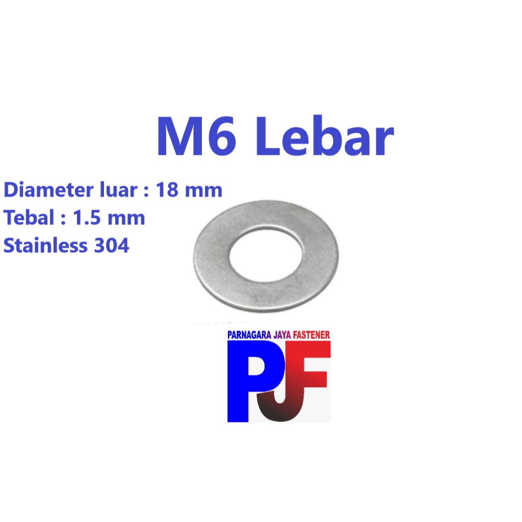 Ring Plat Lebar M6 x 1.5 x 18  / Ring Plat Lebar Stainless 304