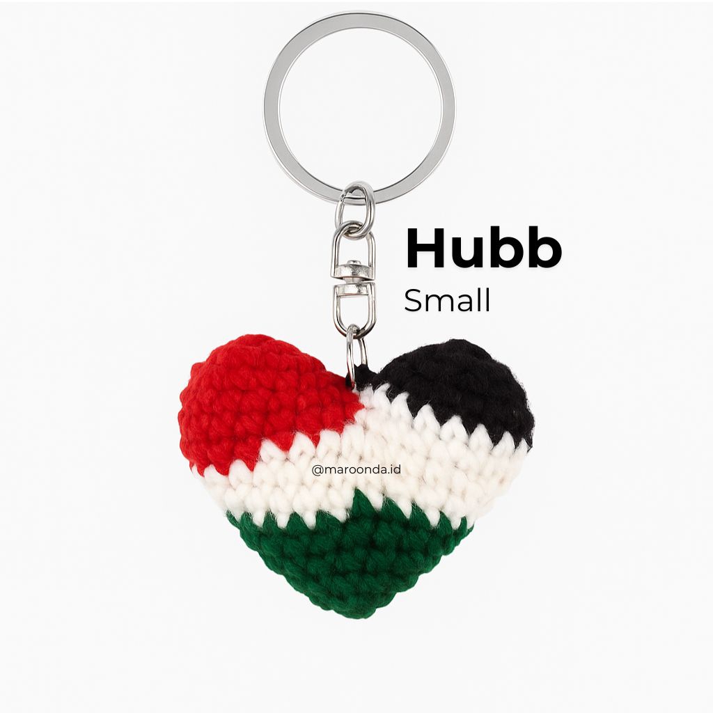 [READY] KEYCHAIN - Hubb (Gantungan kunci rajut hati berwarna bendera, 80% di donasikan untuk PALESTI