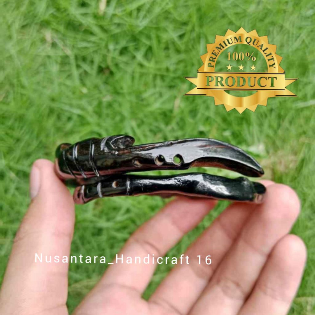 Gelang Akar Bahar Hitam Asli Ukir Kujang 100% Original