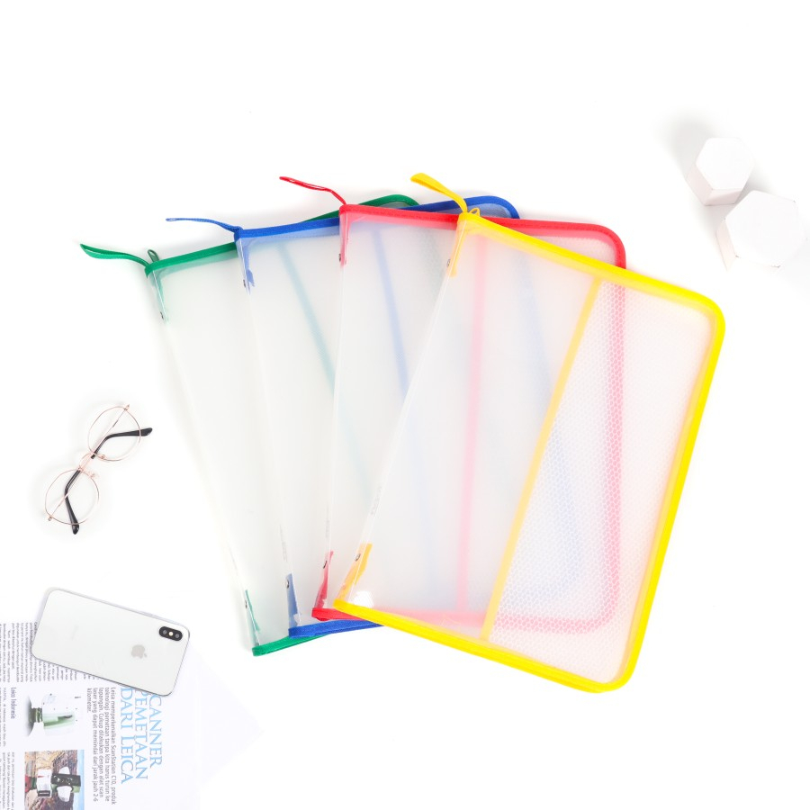 

FIGO Map Plastik Resleting Jaring Zipper Bag File F4