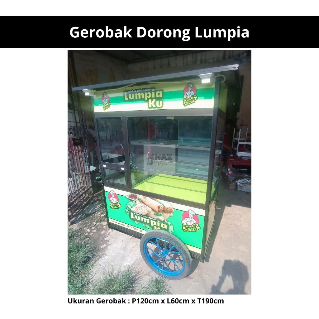 Gerobak Aluminium Dorong Lumpia P120cm