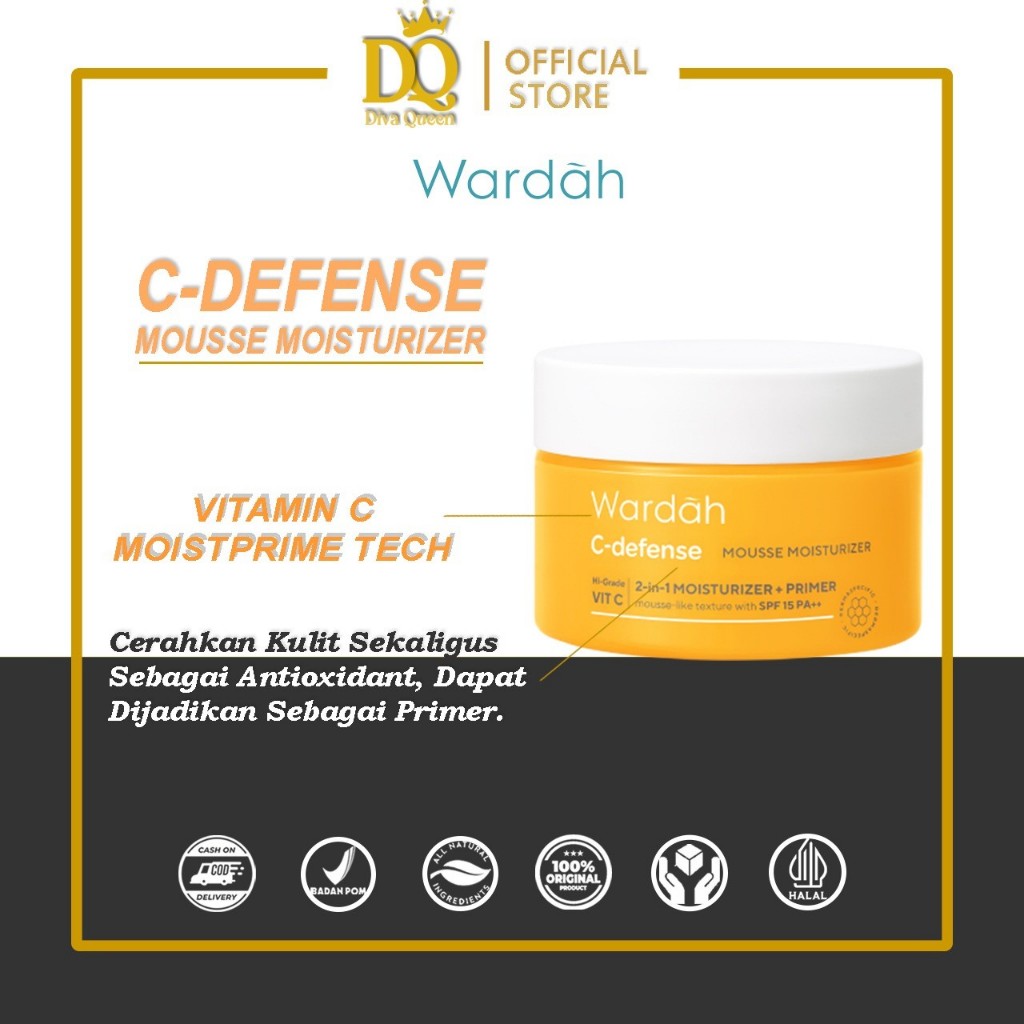 Wardah C-Defense Mousse Moisturizer - Pelembab Primer Hi Grade Vit C / Cream Primer Wardah