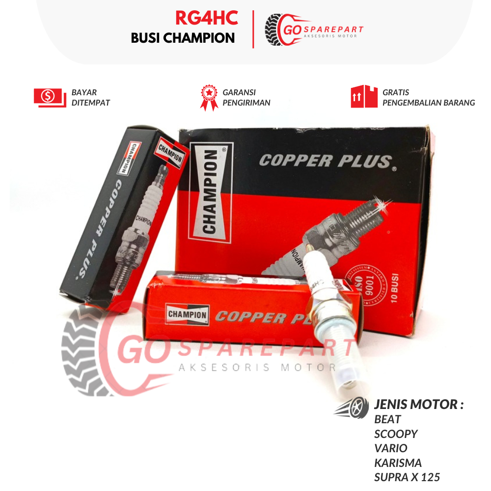 RG4HC BUSI CHAMPION HONDA BEAT / SPARK PLUG CHAMPION MOTOR SCOOPY / CHAMPION BUSI VARIO / BUSI RACIN