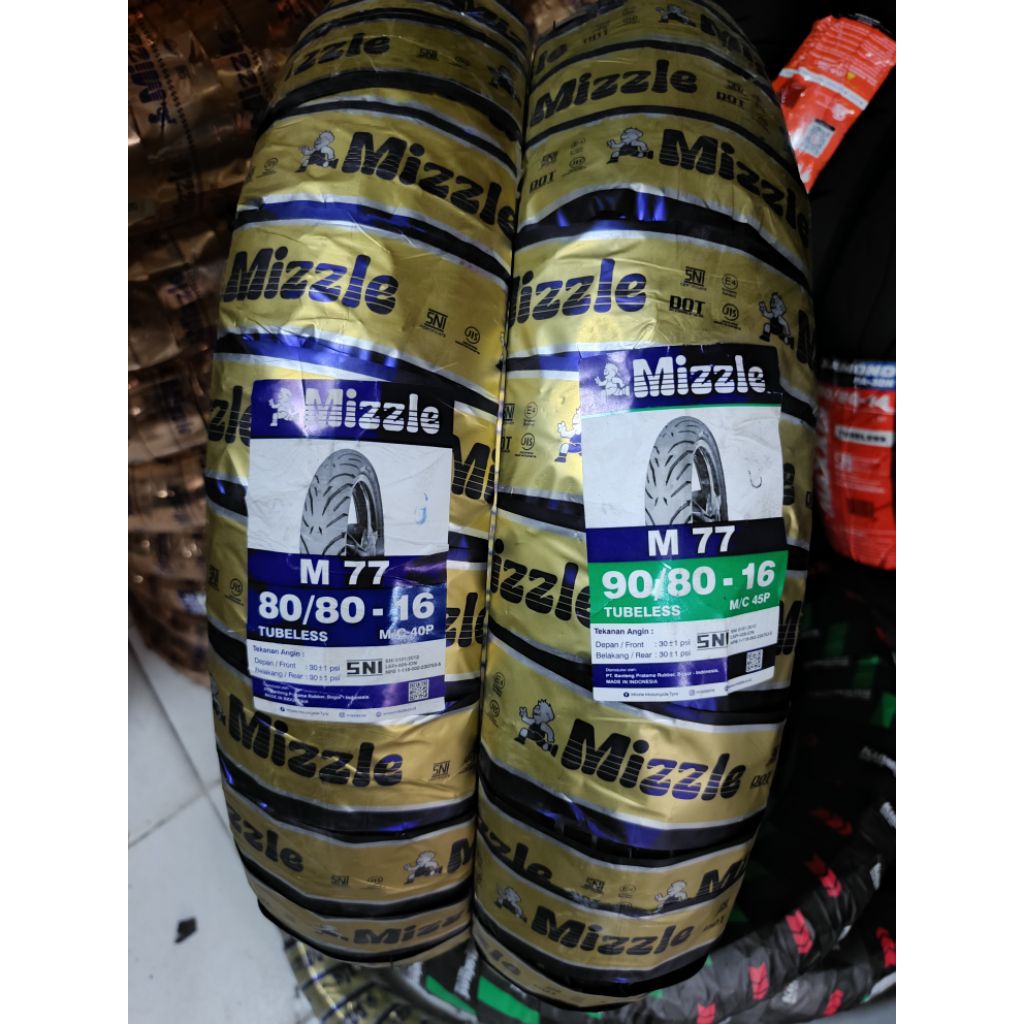 BAN MIZZLE M77 80/80-16 MIZZLE M77 90/80-16 TUBELESS RING 16