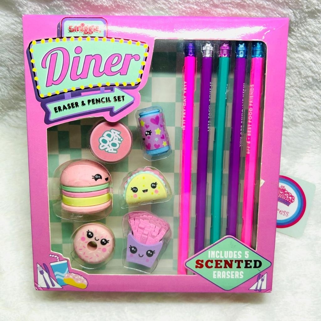 

Smiggle pensil penghapus rautan set game diner