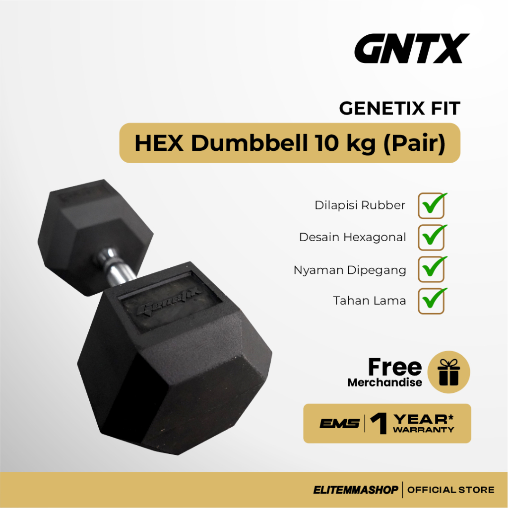 GENETIX FIT HEX Dumbbell 10KG (Pair)