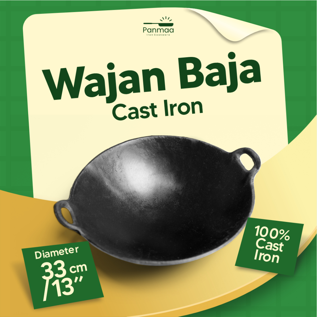 Wajan Cast Iron/Wok / Wajan Baja / Wajan Besi Cor Anti Lengket Ukuran (33cm)