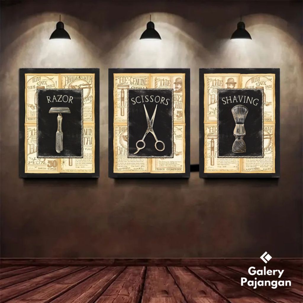 GPS - Poster Barbershop Vintage / HIASAN DINDING BARBER SHOP / POSTER KAYU / WALL DECOR / PAJANGAN B