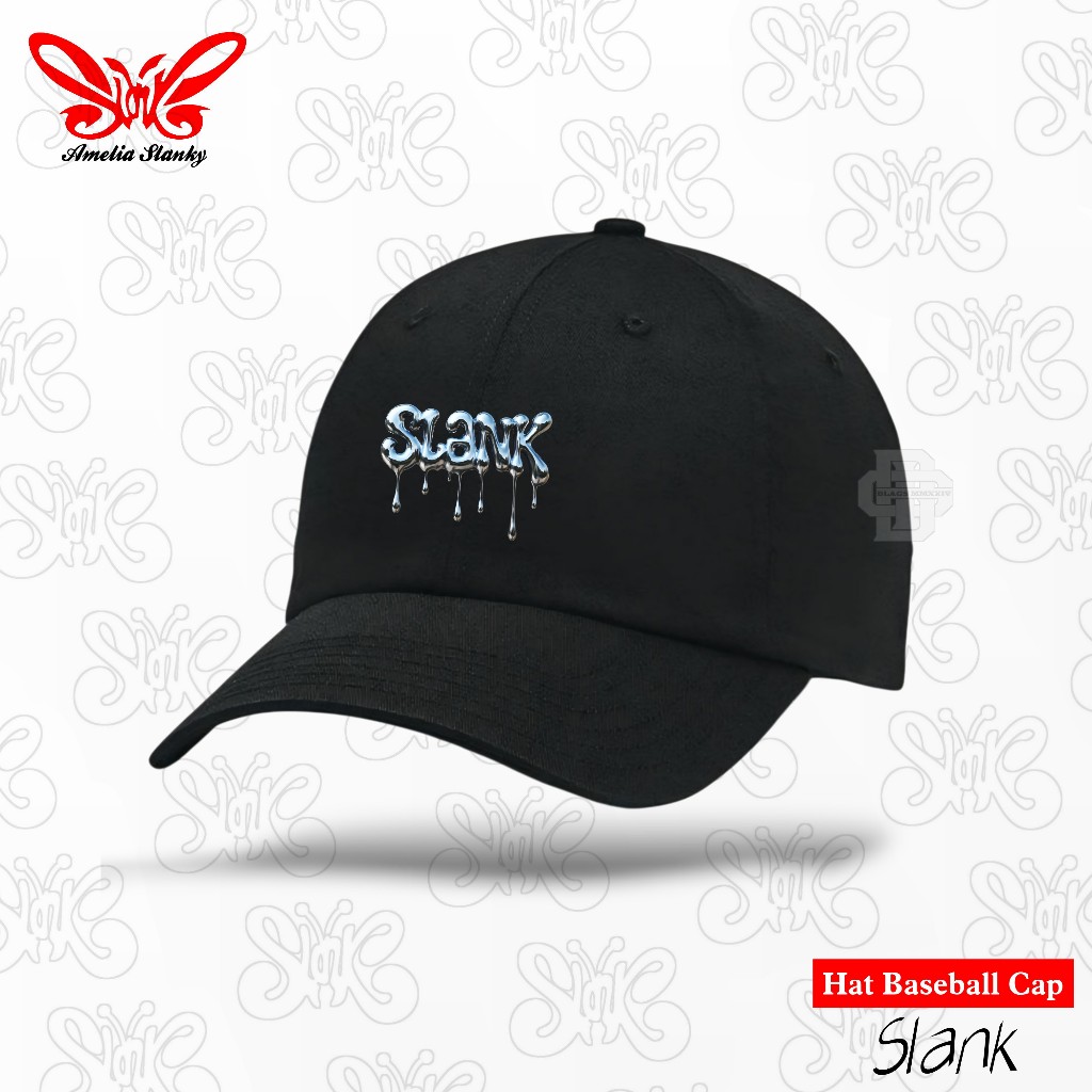 Topi Baseball Pria Wanita - Topi Baseball Slank - Slank Liquid Chrome -  Unisex Hitam Premium
