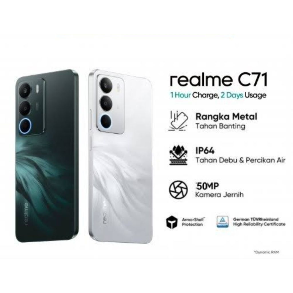 [New]Realme C71 Ram (4+4/128GB),(6+6/128GB),(8+8/128GB), 120Hz Eye Comfort Display IP64 Garansi Resm