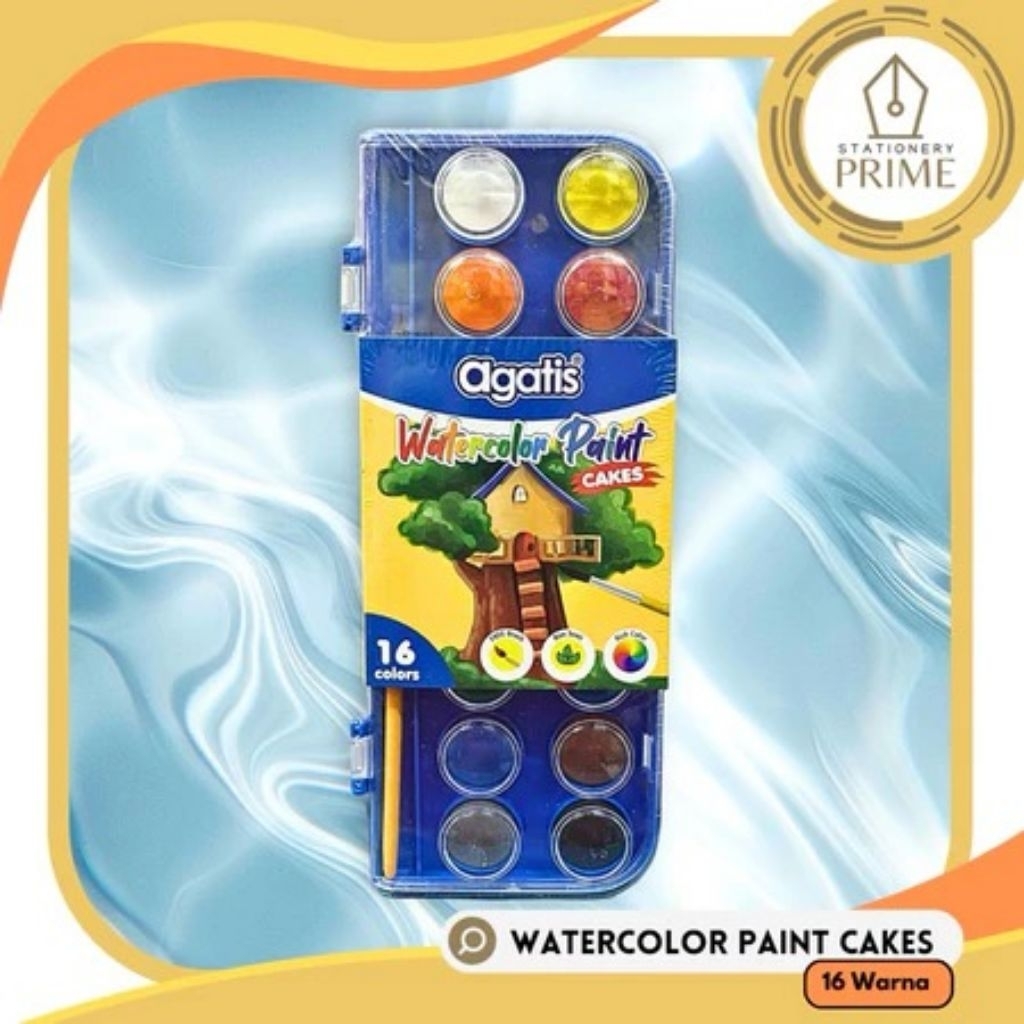 

Cat Air Set / Watercolor Paint Cakes Agatis 16 Warna
