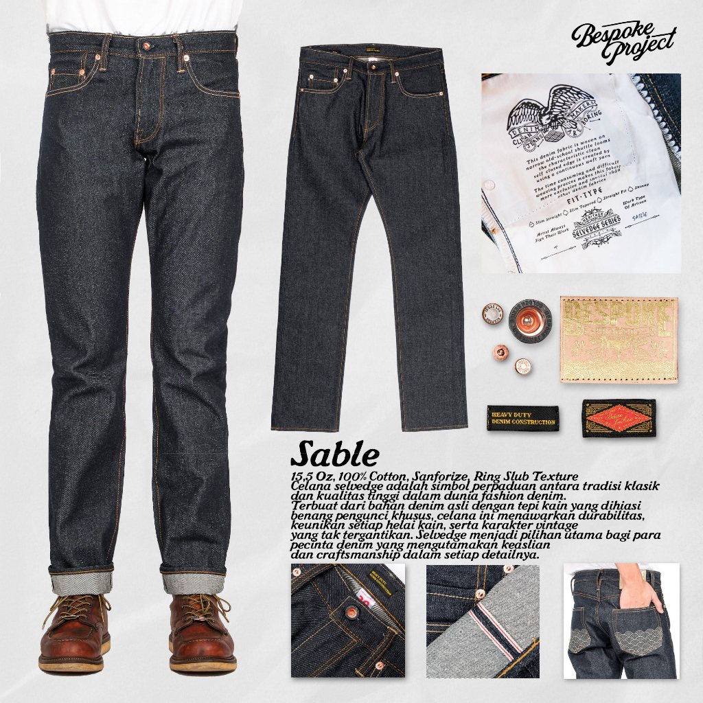 Bespoke Project - Celana Jeans Sable Raw Denim Selvedge 15.5oz