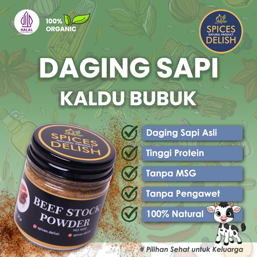 

Kaldu Bubuk Organik Daging Sapi | Kaldu MPASI 100% Alami Tanpa MSG - Spices Delish
