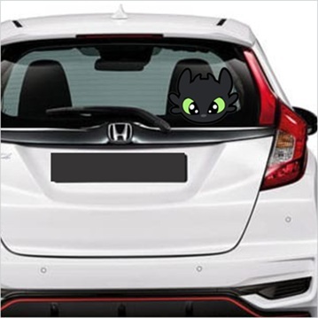 CUTTING STICKER KACA MOBIL TOOTHLESS DRAGON HEAD LIGHT FURRY STIKER MOBIL LUCU KEREN