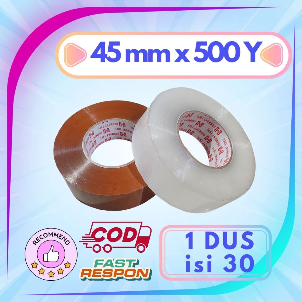 

1 Dus Harmony Lakban 45 mm x 90-500 yard Super Lengket Ukuran Terjamin