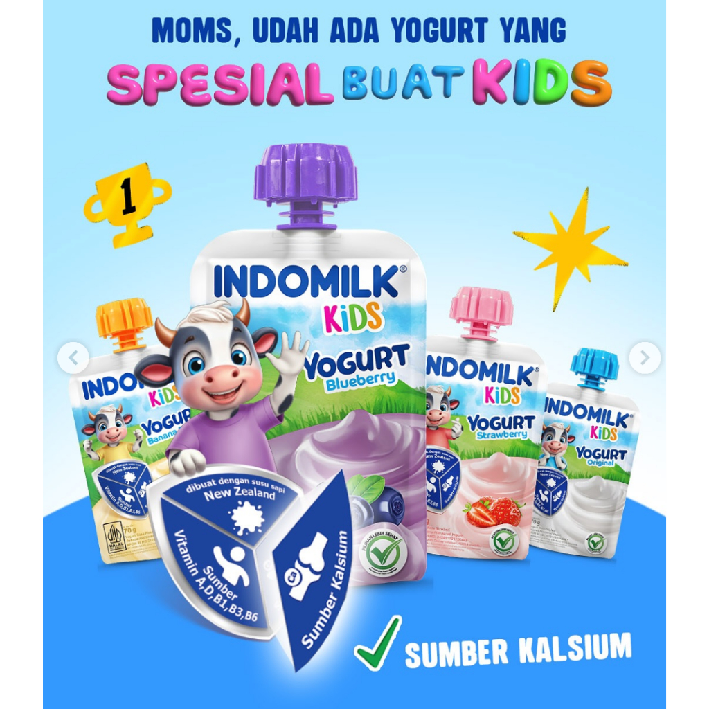 

Indomilk Kids Yogurt Pouch 70gr - Blueberry / Strawberry