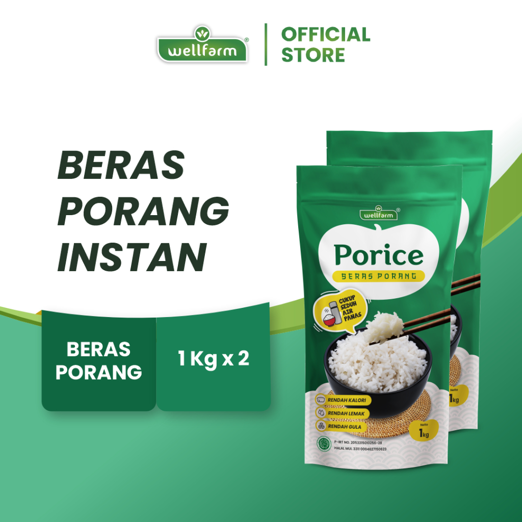 

PORICE Beras Porang Instan Spesial Bundle 2 Kg | Beras Porang Diet Rendah Kalori by WellFarm