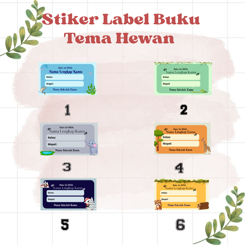 

Stiker CustomLabel Buku Pelajaran Motif Hewan