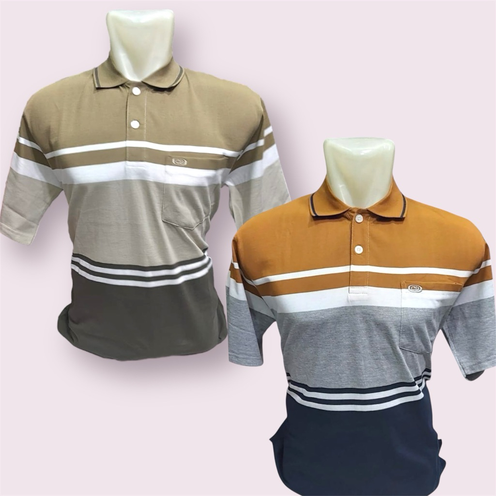 Kaos Berkerah Pria Lengan Pendek - Kaos Wangki Bapak Premium Ocean Beach OB