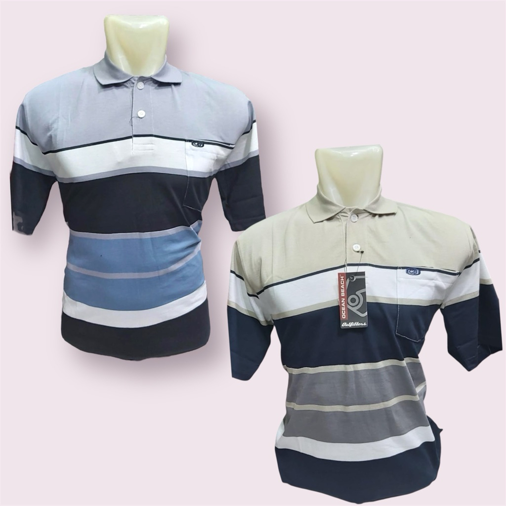 Kaos Wangki Pria Bapak Kaos Berkerah Premium Pendek Ocean Beach OB